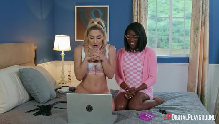 Interracial Lesbian Threesome: Abella Danger and Ana Foxxx Go Wild