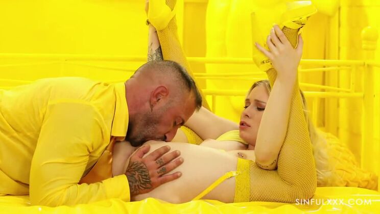 Hot Blonde Tattooed Girl Takes It Deep - Colors Of Sin Yellow