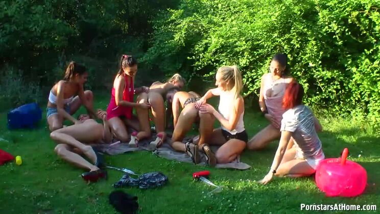 [Tainster] - Hot Oil and Girls Outdoors - Rachel, Jenny, Victoria Play Together