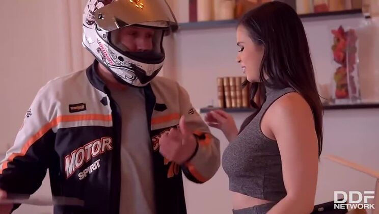 Big Titted Office Girl in Stockings Gives Amazing Handjob