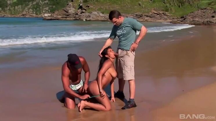 [BANG.com] - Threesome on the Beach with Brunette: Anal and Facial
