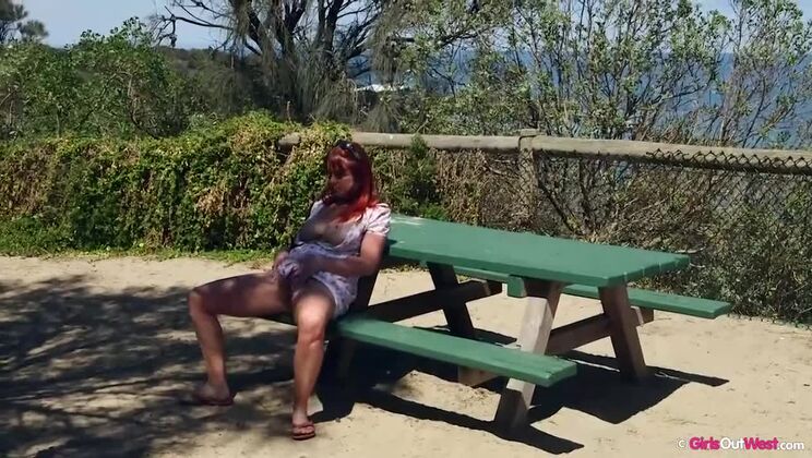 Redhead Cherie Big Tits Outdoor