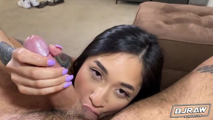 Tattooed and Brunette Avery Black's POV Blowjob