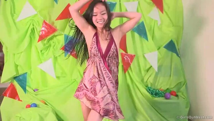 Brunette June's Small Tits Groovy Show