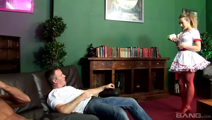 Threesome Fun with Little Brunette