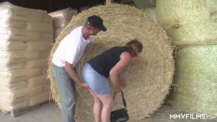 Big Cock Farmer and Naughty Granny Outdoor Sex