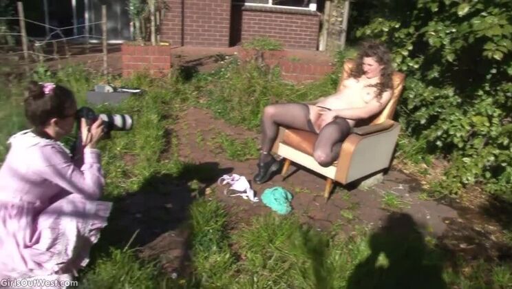 Vanessa in Stockings Outdoor Solo Sex Play