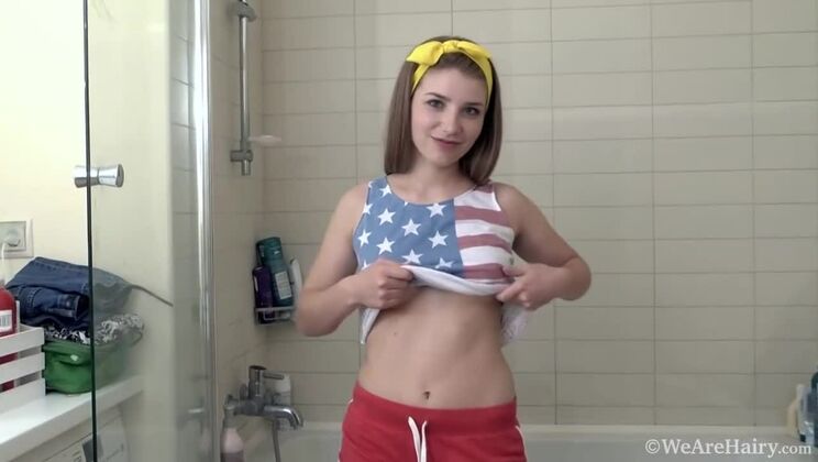 Hairy Blonde Gunita Undresses