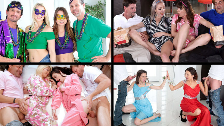 Dirty Daughter Swapping Gangbang - Alison Rey & Dolly Leigh