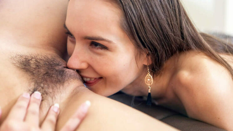 Lesbian Love with Big Tits and Hairy Bush