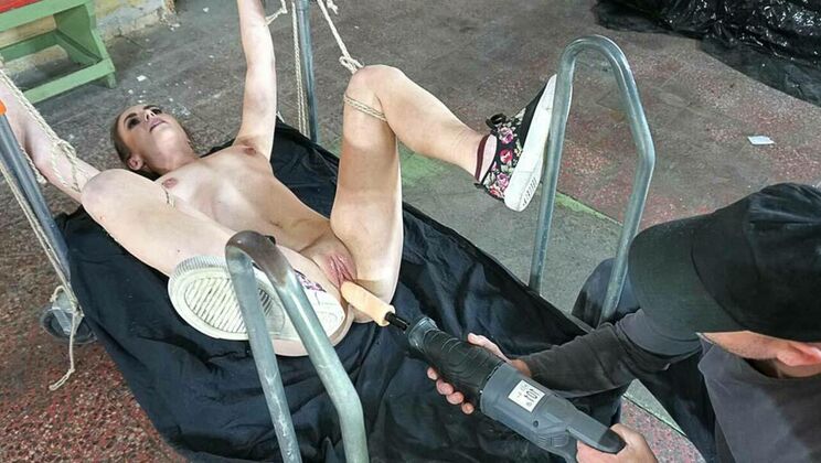 Brunette Slave Gagged and Fucked by Machines