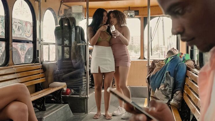 [RKPrime] - Latina and Blonde Threesome on Bus