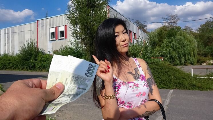 Chick Gives Doggy Style Blowjob in Public