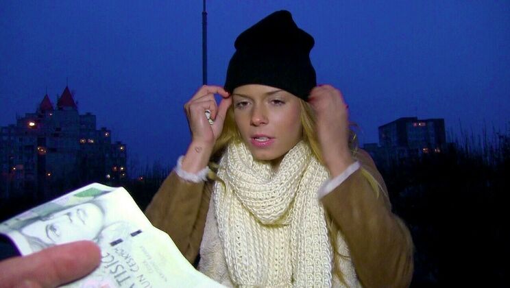 Euro Blonde Woman Gives Stranger a Handjob