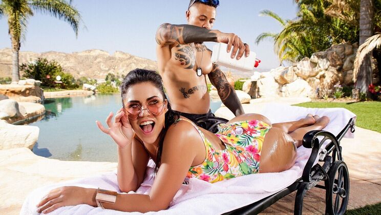 Eddie Jaye and Monica Sage Poolside