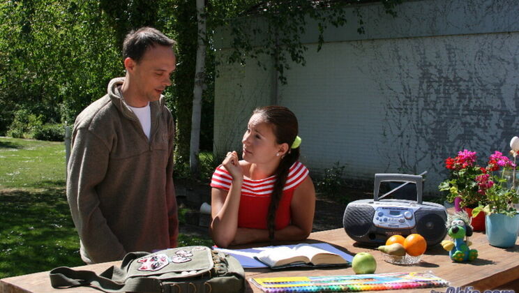 Young Brunette Gets Dirty With Daddy