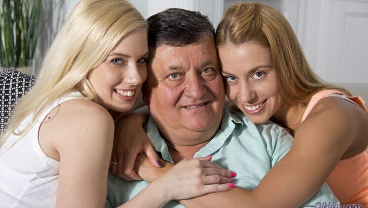 Blonde beauties Nesty and Nikky Thorne threesome action