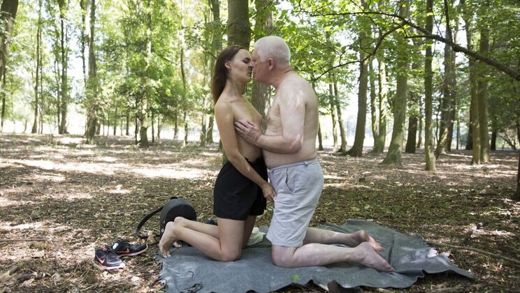 Romantic Outdoor Encounter with Old and Young Lovers