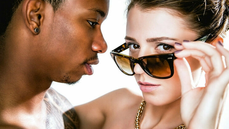 Russian Brunette in Interracial Bathroom Sex