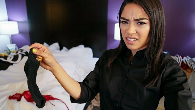 [IKnowThatGirl] -  Shaved Pussy Latina Maid Finds Sleeping Pair  - Maya Bijou - jmac