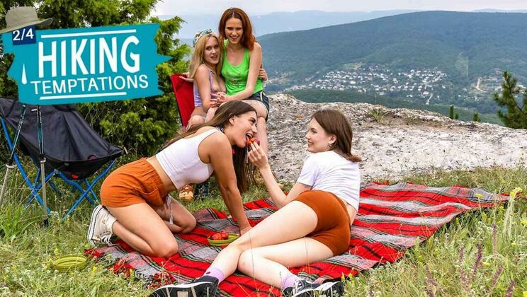 Teen Girls Hiking and Playing