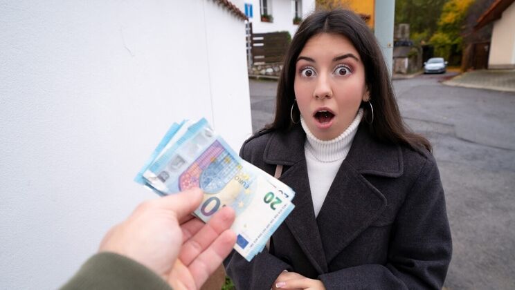 [PublicAgent] - Shaved pussy maid takes cum on face