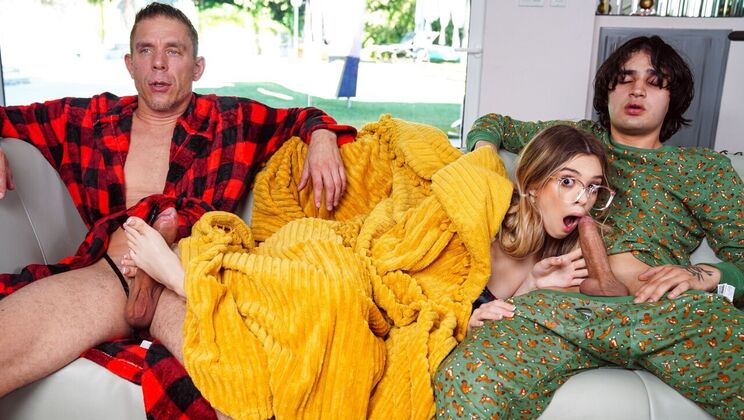 Teen with Tattoo and Small Tits Fucks Stepdad