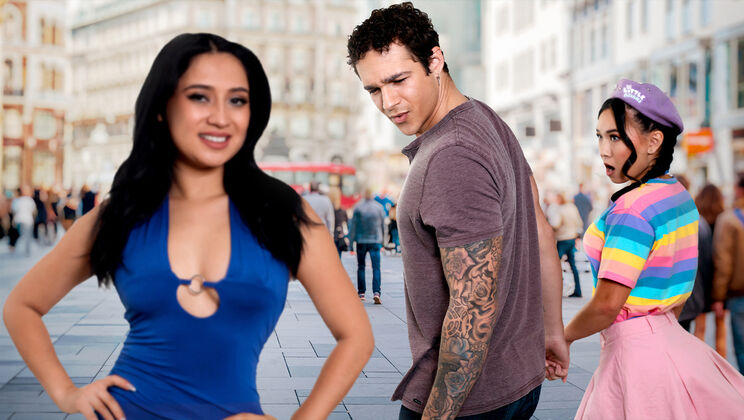 Asian Petite Gets Double Blowjob & Cum in Mouth in Wild Threesome