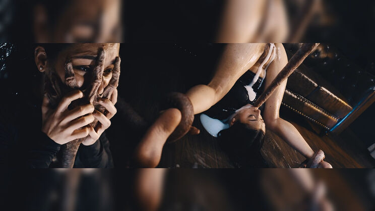 Shelena Bound and Deepthroated Before Rough DP Creampie