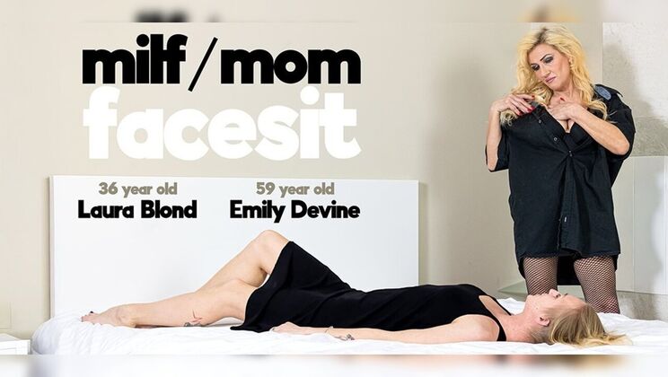 Hot lesbian facesitting with shaved pussy MILFs Laura and Emily