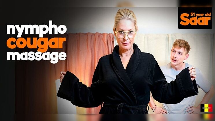 Blonde mature woman gets a kinky massage from a young guy