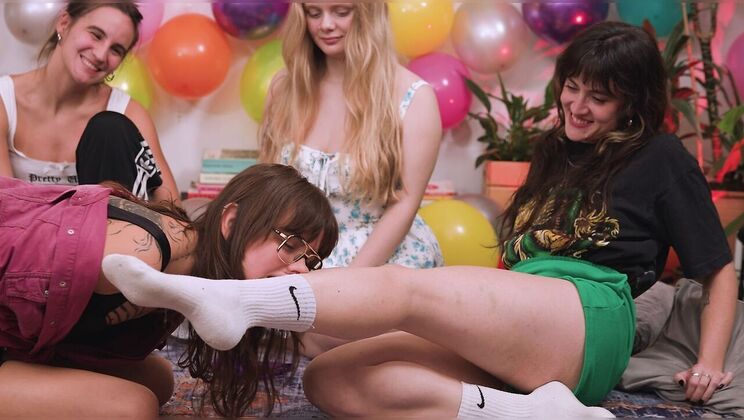 Blonde Candice & Brunette Cherry T in Tattooed Lesbian Action