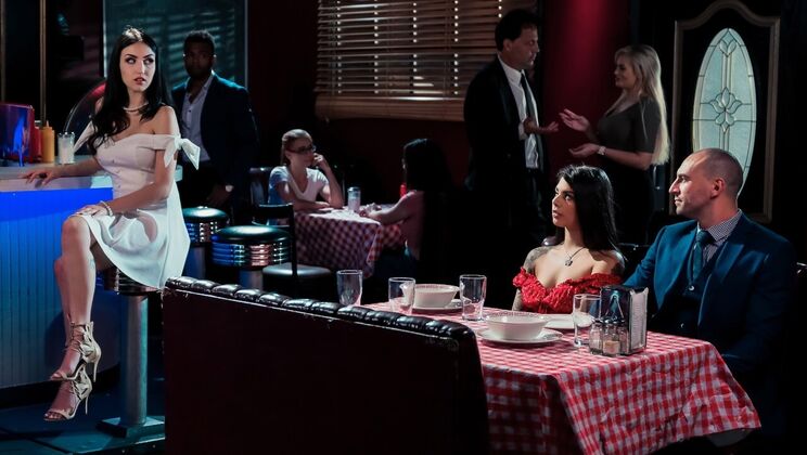 Lesbian Outdoor Sex: Brunette and Latina Pussy Licking