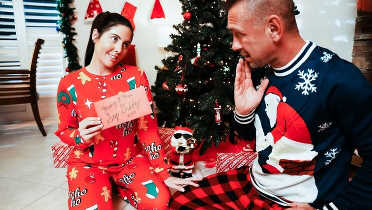 Stepdad Unwraps Young Brunette, Fucks Her Mouth and Pussy