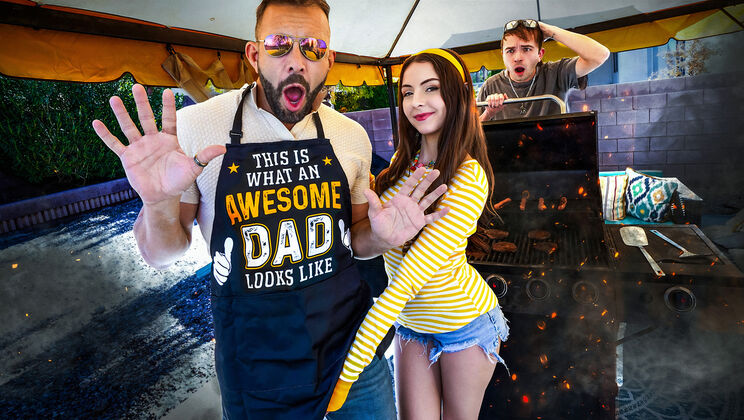 Brunette Gagging On Cock For Older Man