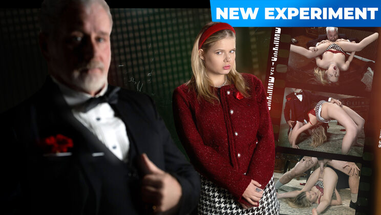 Young Blonde Takes Older Man's Dick Deep in Her Throat