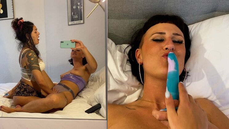 Leticia & Lya: Tattooed and Pierced Girls Moan in Bedroom