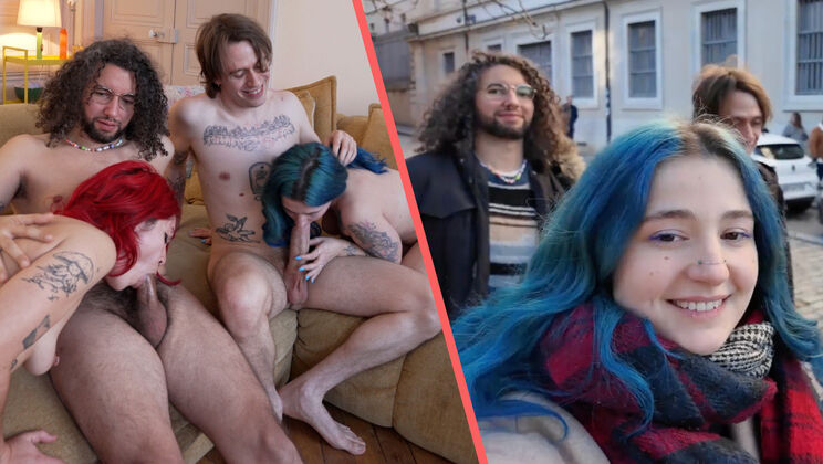 French Connection: Deepthroat, Ball Sucking and Cum Swallowing with Two Hot Couples