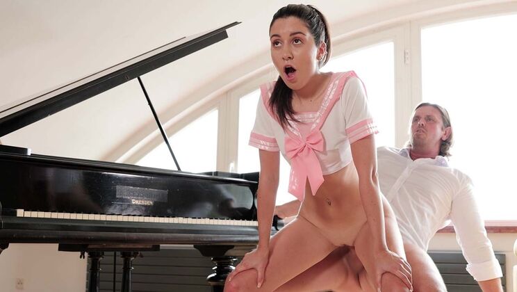 Young Brunette Maid Gets Stuck