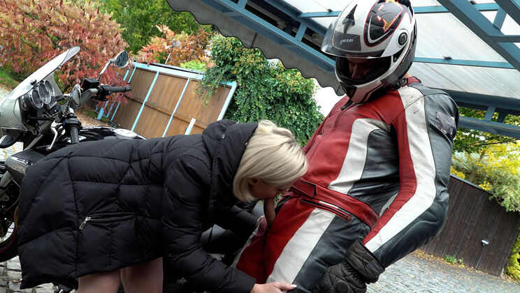 Sevikova On Her Knees For A Biker's Cock